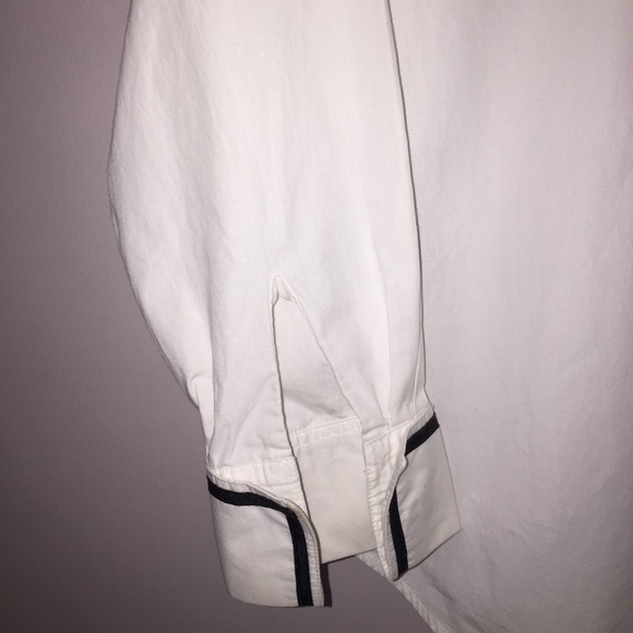 Vintage Gallagher White Cotton Oxford Button up wt Black Stripes Sz Medium - Picture 6 of 8